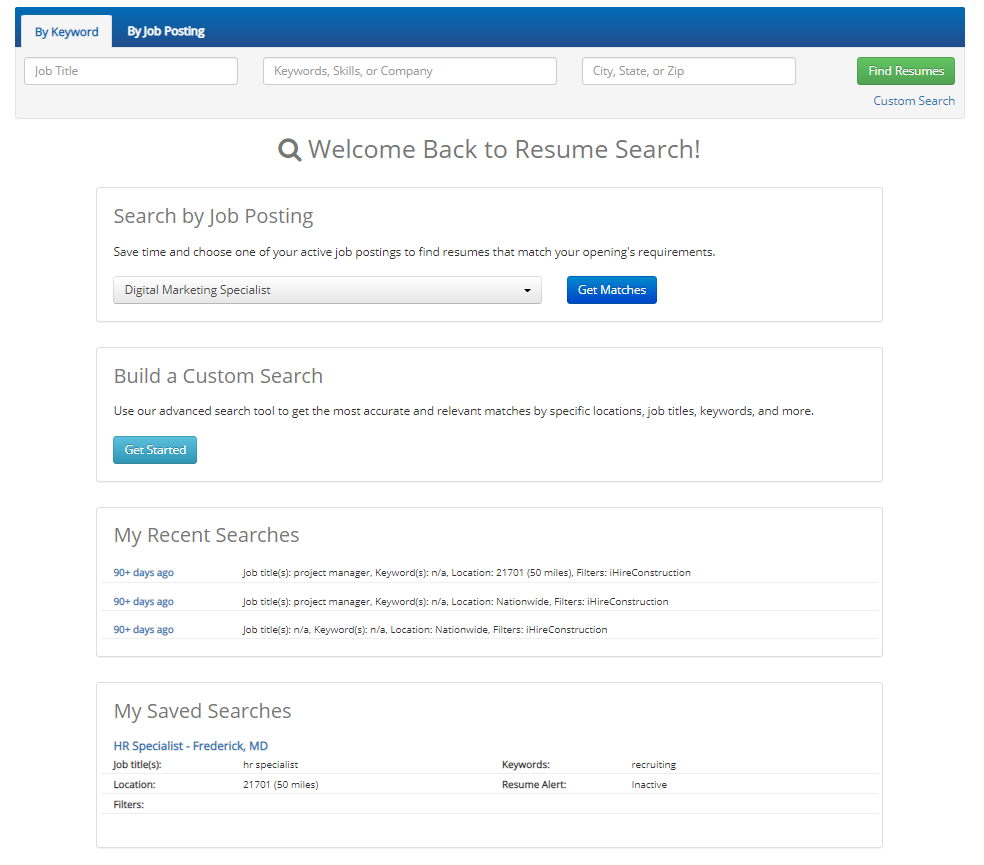 Resume Search - Recruiting Resources | IHire