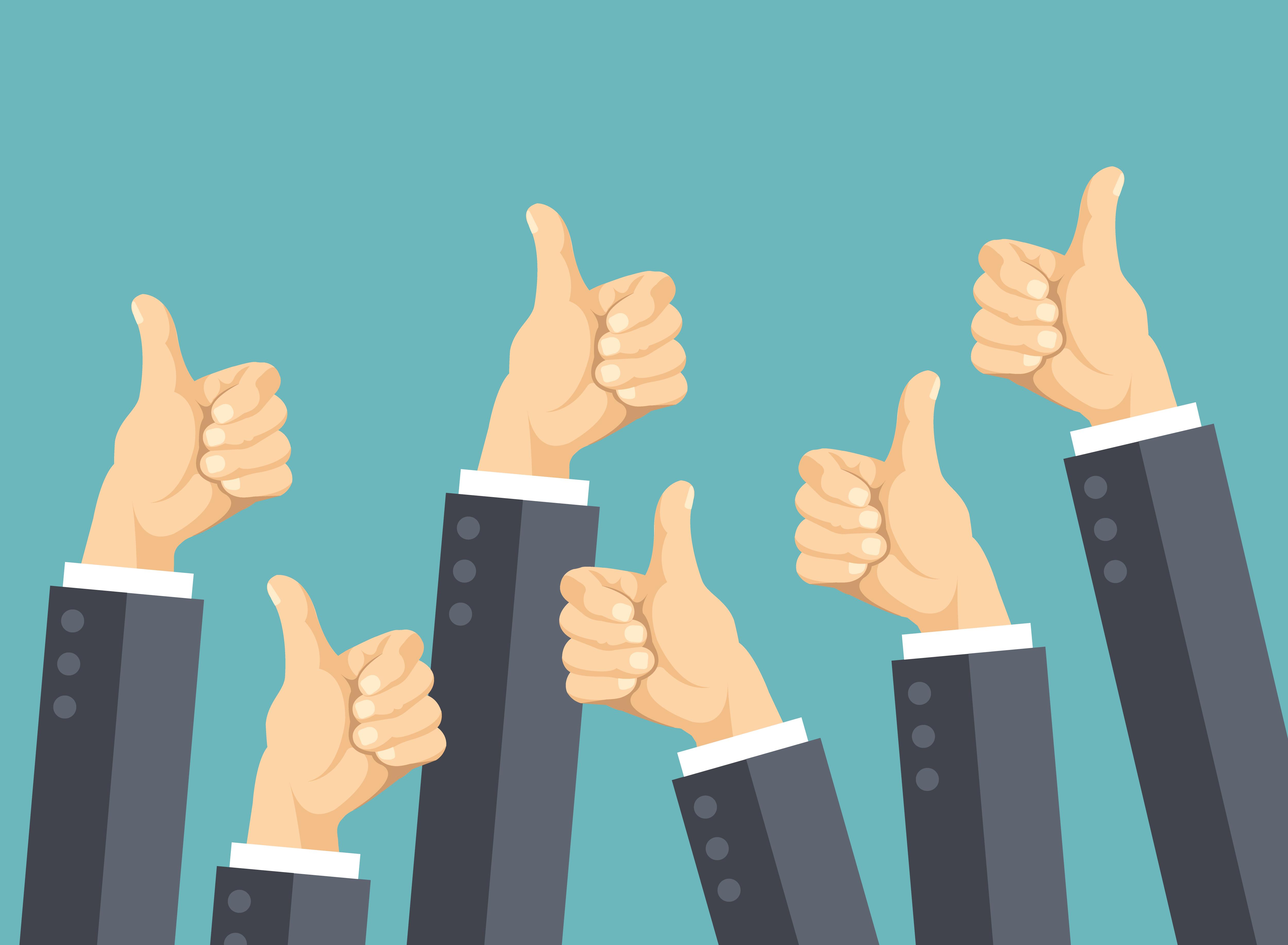 vector image of many thumbs up