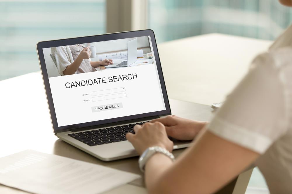 Recruiter searching for candidates on an online resume database