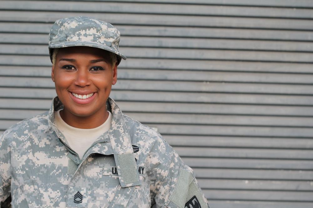 smiling African american woman veteran