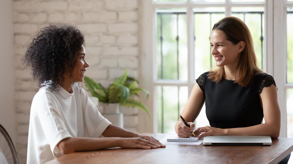 Recruiter interviewing great job candidate