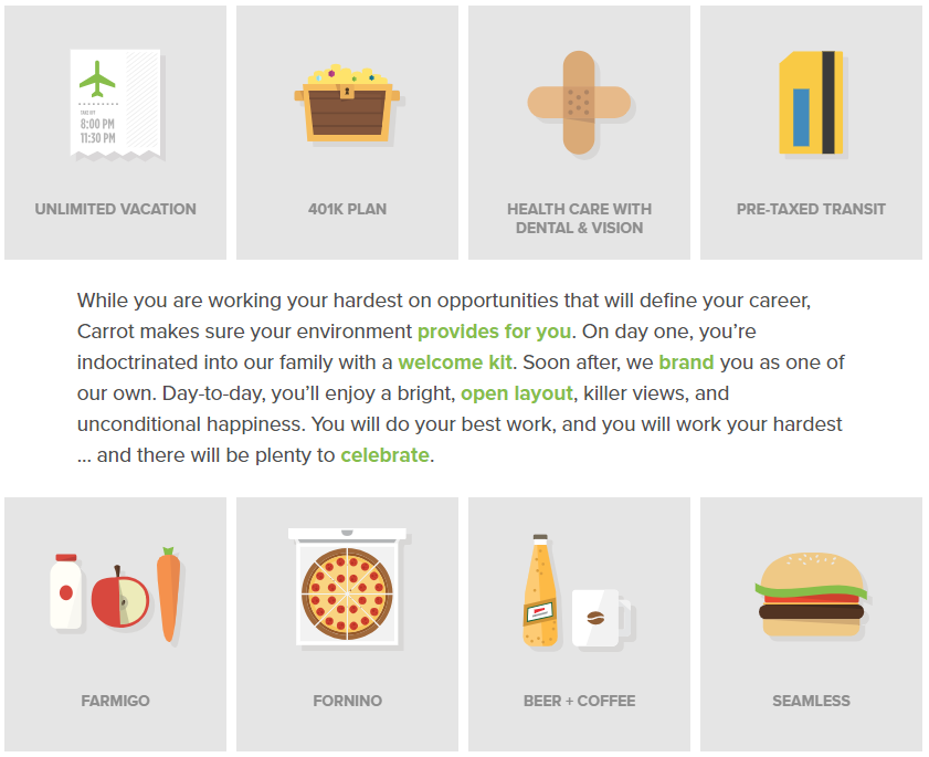 screen shot of carrot creative's hiring page