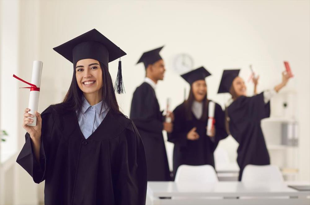 Woman happy with degree
