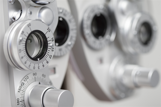 Closeup of optometry equipment