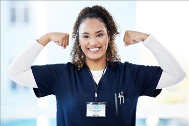 healthcare worker showing strength