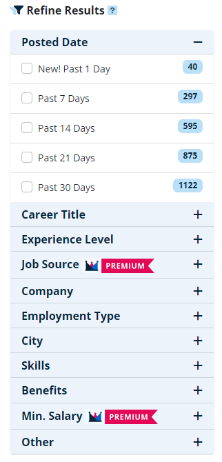 ihire job search filters