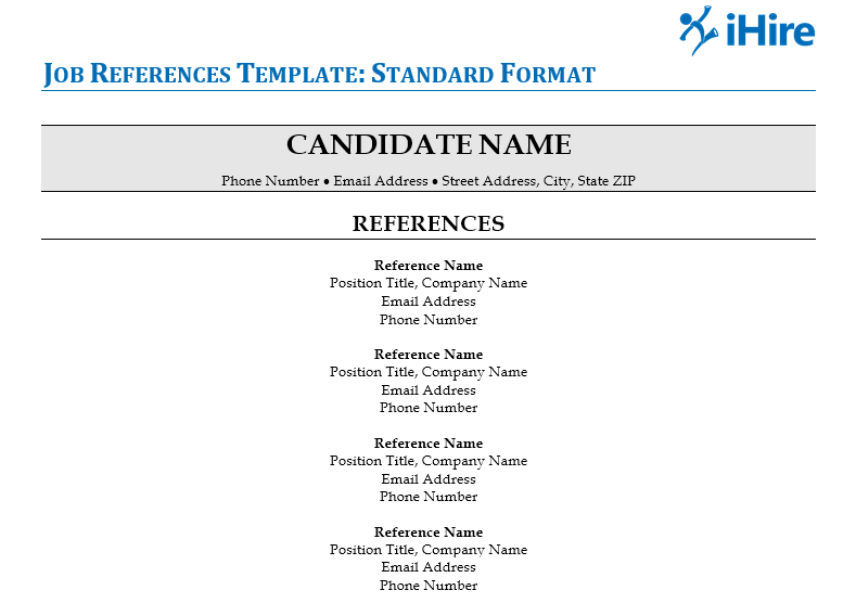 How A Job Reference Page Should Look IHire