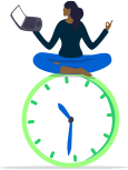 Person balancing on a clock.