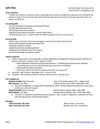 Sample Resume Before Professional Writing