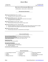 what to put on resume for vet