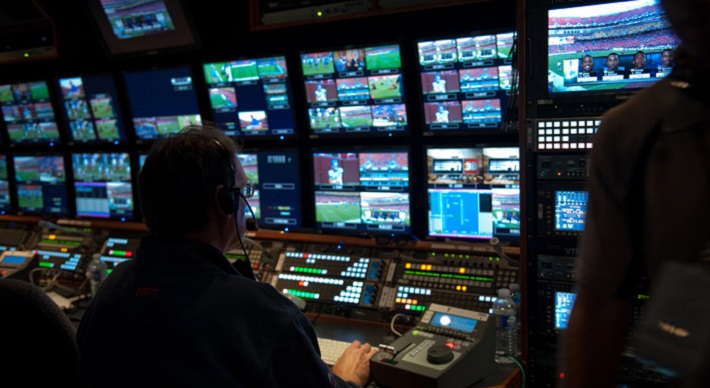live sports production inside the production truck